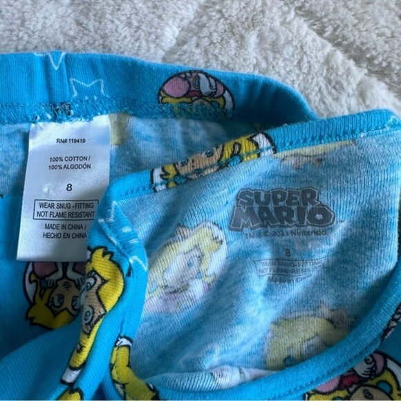 Super Mario Bros | Princess Peach Long Sleeve 2-Piece Girl's Pajama Set | Size 8 - Picture 7 of 7